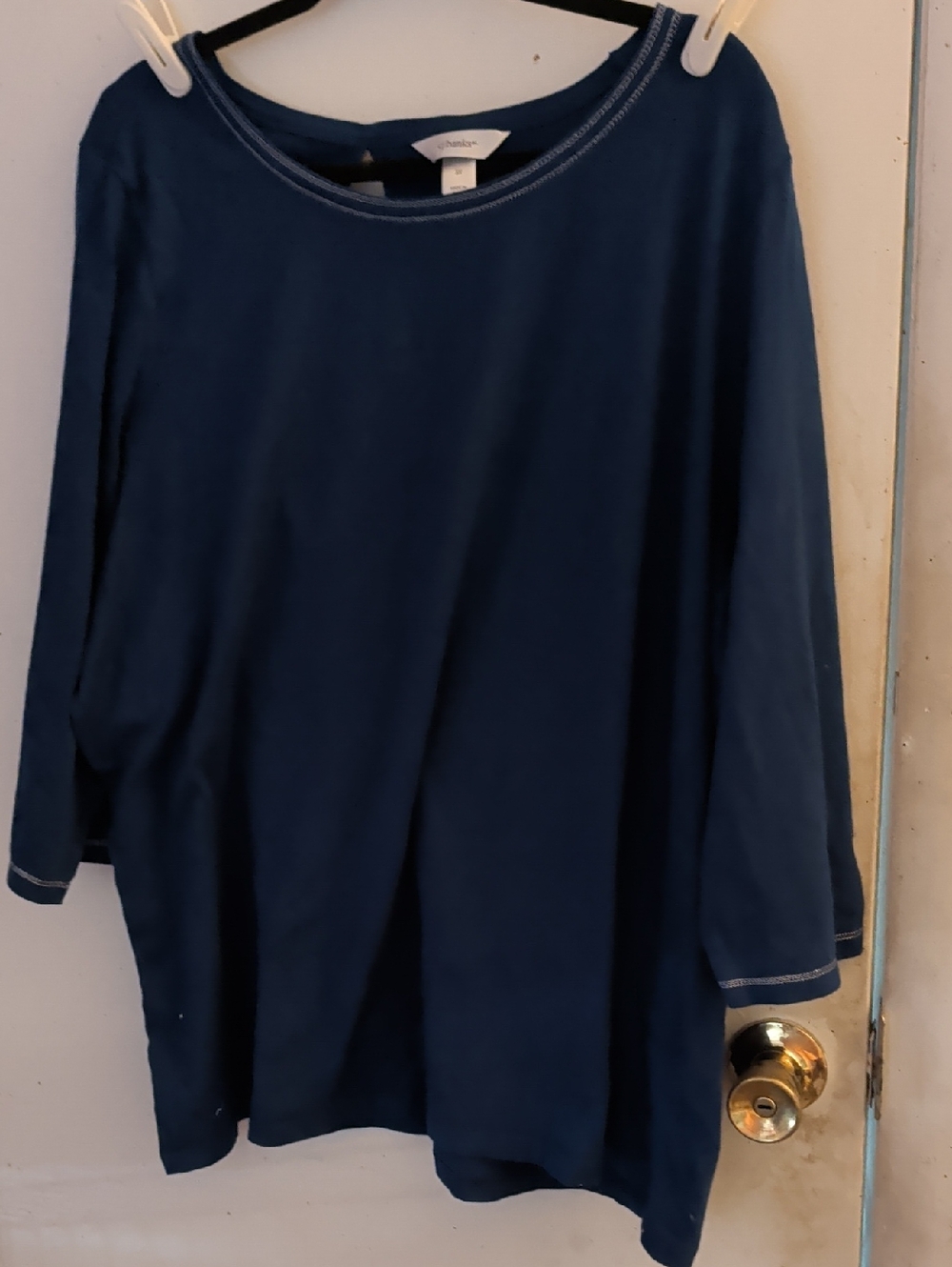 CJ banks Deep Navy Mid Long Sleeve Tunic with Contrast Stitching
